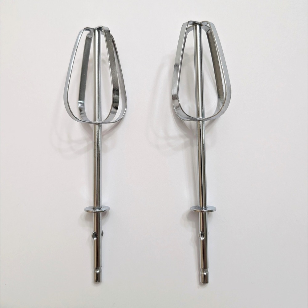 Universal Hand Mixer Replacement Beaters Set of 2 Chrome Metal 7 Inch Notched